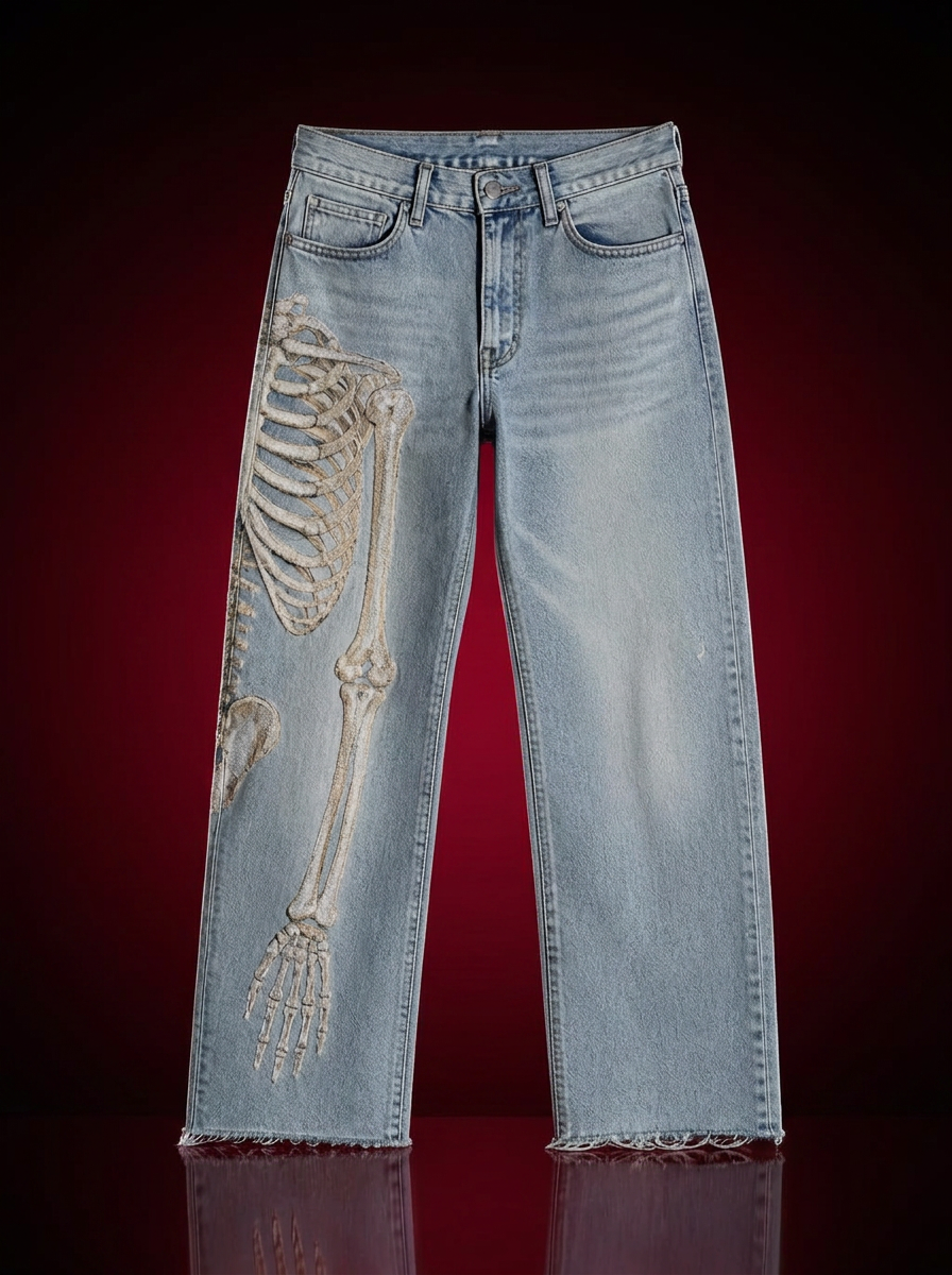 Skeleton Embroidered Jean